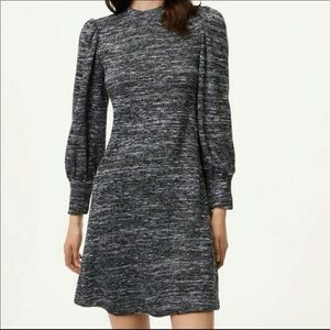 LOFT NWT❗️Mock Neck Space Dye Puff Sleeve Dress